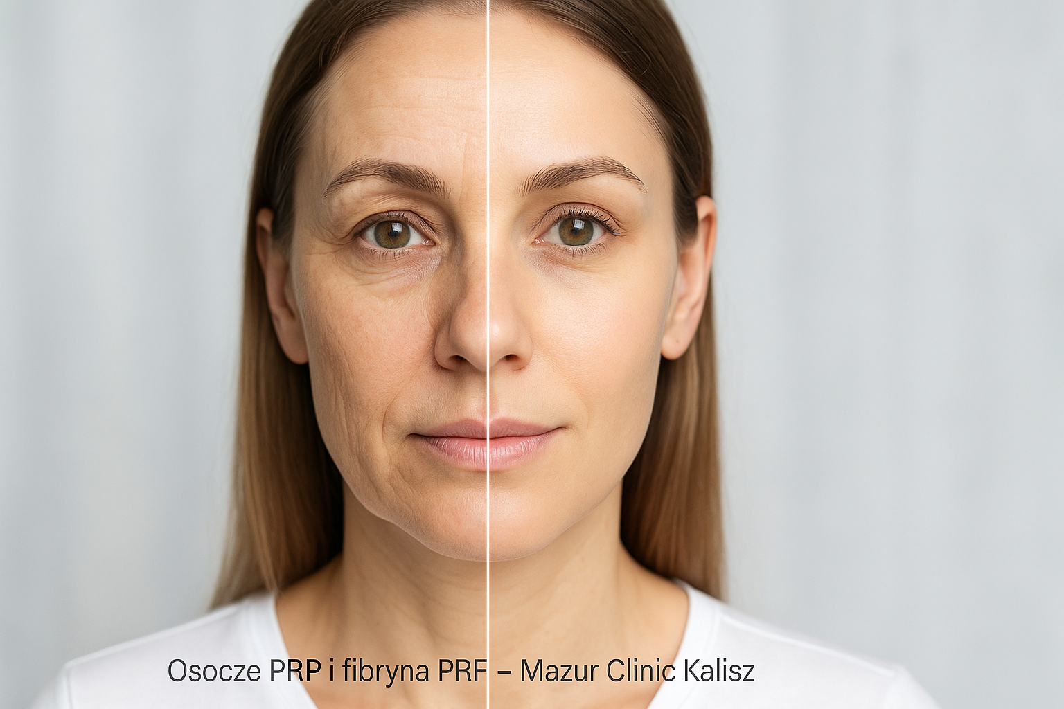 Efekty zabiegu osoczem PRP i fibryną PRF w Mazur Clinic Kalisz – twarz przed i po